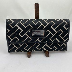 Tommy Hilfiger Womens Tri-Fold Checkbook Clutch Wallet"TH" Design Black